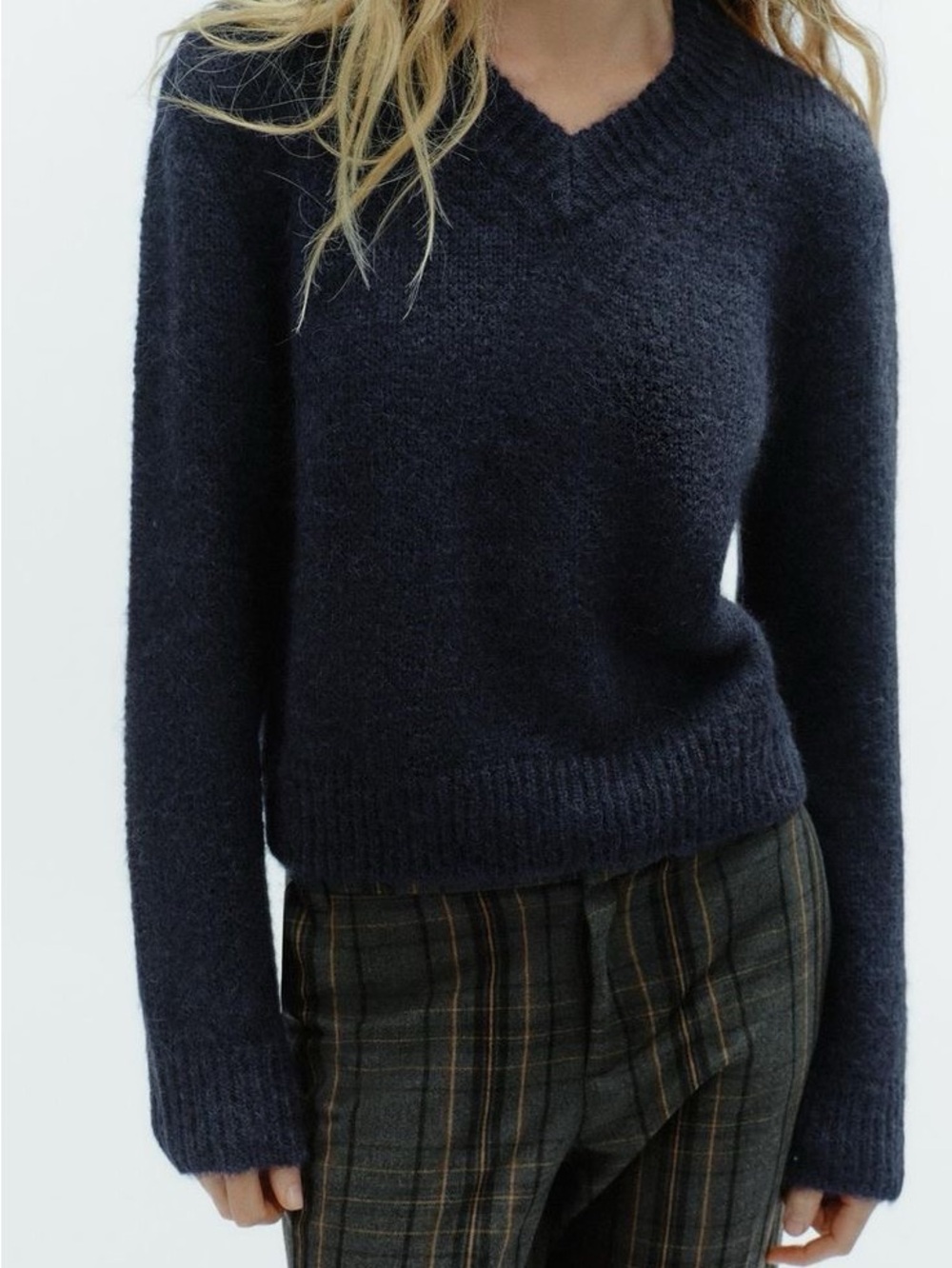 ZARA Alpaca and Wool Blend V-Neck Sweater